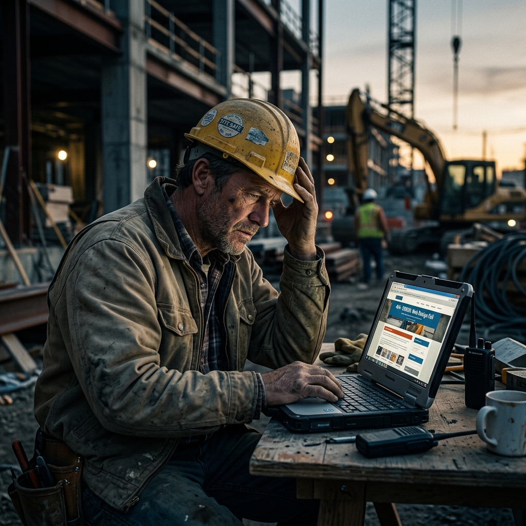 Contractor at a laptop